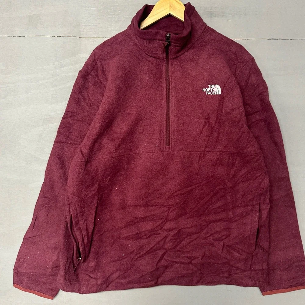 The North Face Mens TKA 100 Glacier Quarter‎ Zip Fleece Pullover Maroon Large